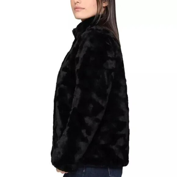 NWT Nicole Miller Women's Reversible Black Faux Fur Jacket - Picture 4 of 5